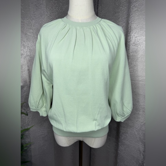 NWT ALEEZA PARIS Women’s Mint Green 3/4 Sleeve Knit Top Sz XS - Picture 1 of 10